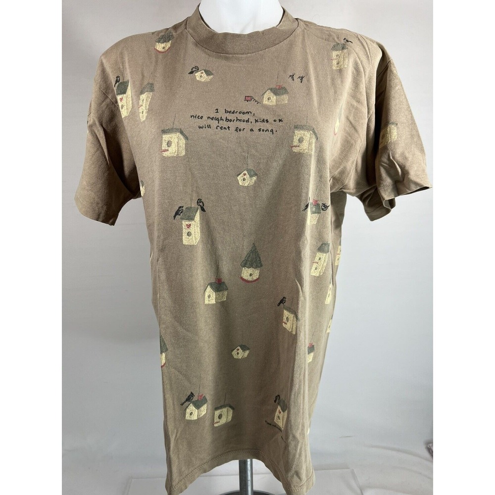 Hummingbird Graphic Tee Womens Large Nature Bird Print Cottagecore Casual‎ Shirt